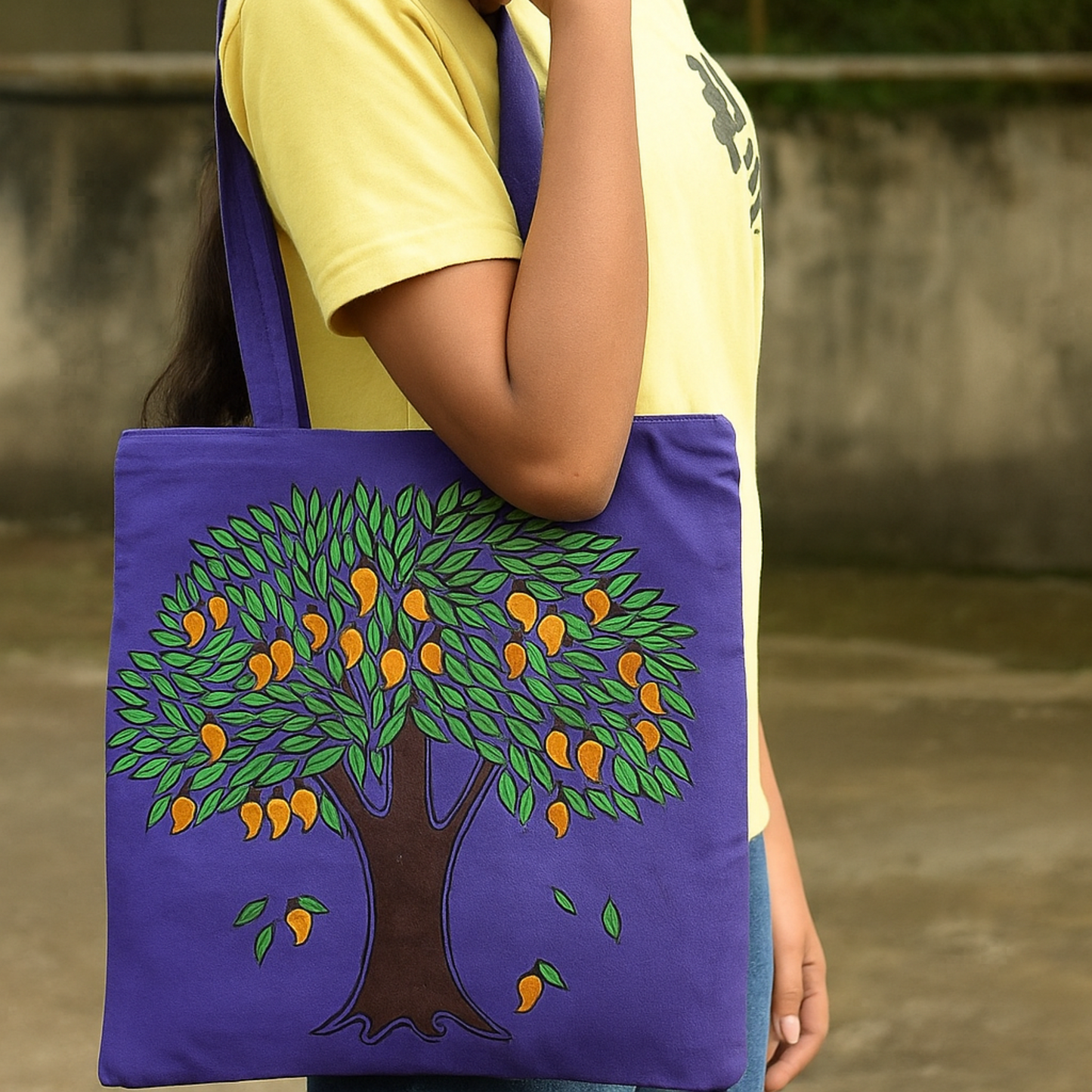 Hand-Painted Semi Silk Tote Bag – Tikuli Art Design