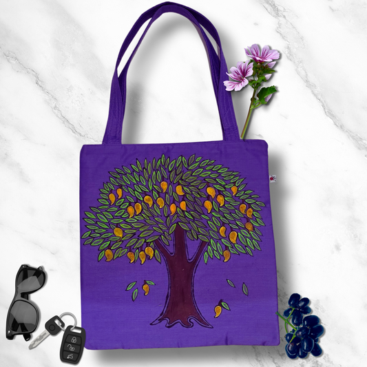 Hand-Painted Semi Silk Tote Bag – Tikuli Art Design