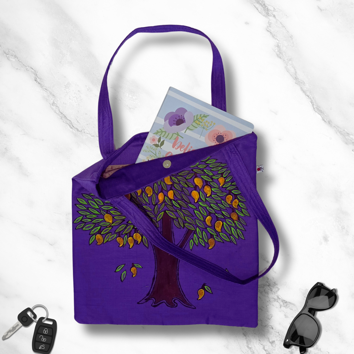 Hand-Painted Semi Silk Tote Bag – Tikuli Art Design