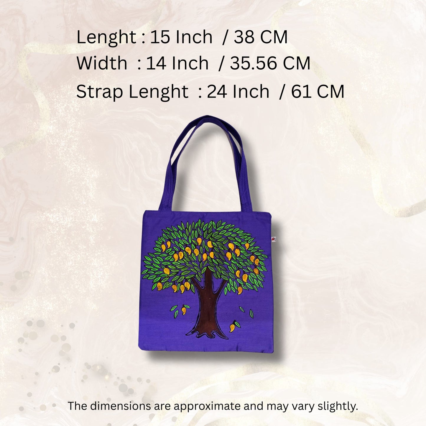 Hand-Painted Semi Silk Tote Bag – Tikuli Art Design